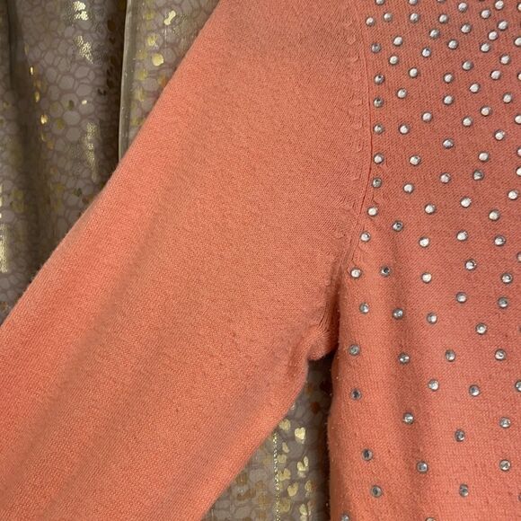 Express sweater, long sleeve peach color with iridescent rhinestones, size S - Picture 5 of 6
